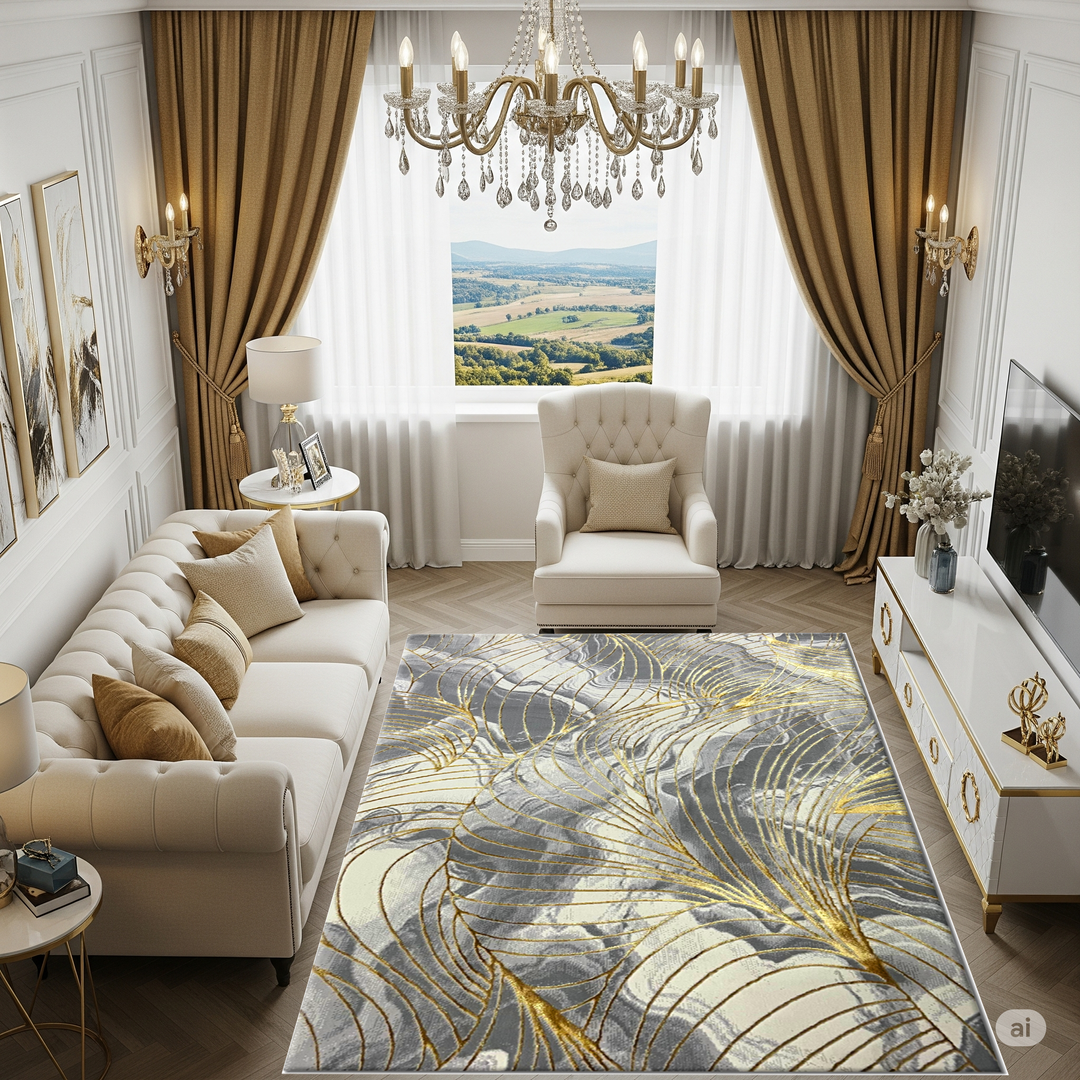 Covor Buse, Ivy Auriu, Living, Dormitor, Modern