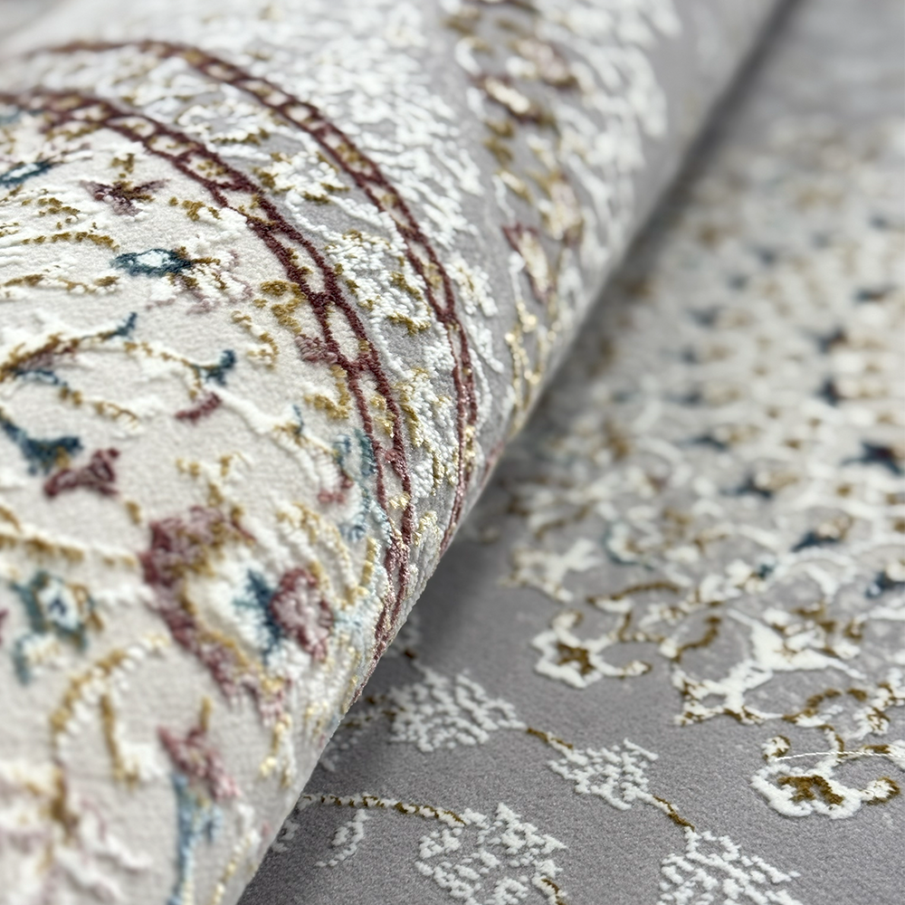 Covor Irani Lux Qom 6924A Gri Crem, Persan, Living, Dormitor, Clasic, Elegant
