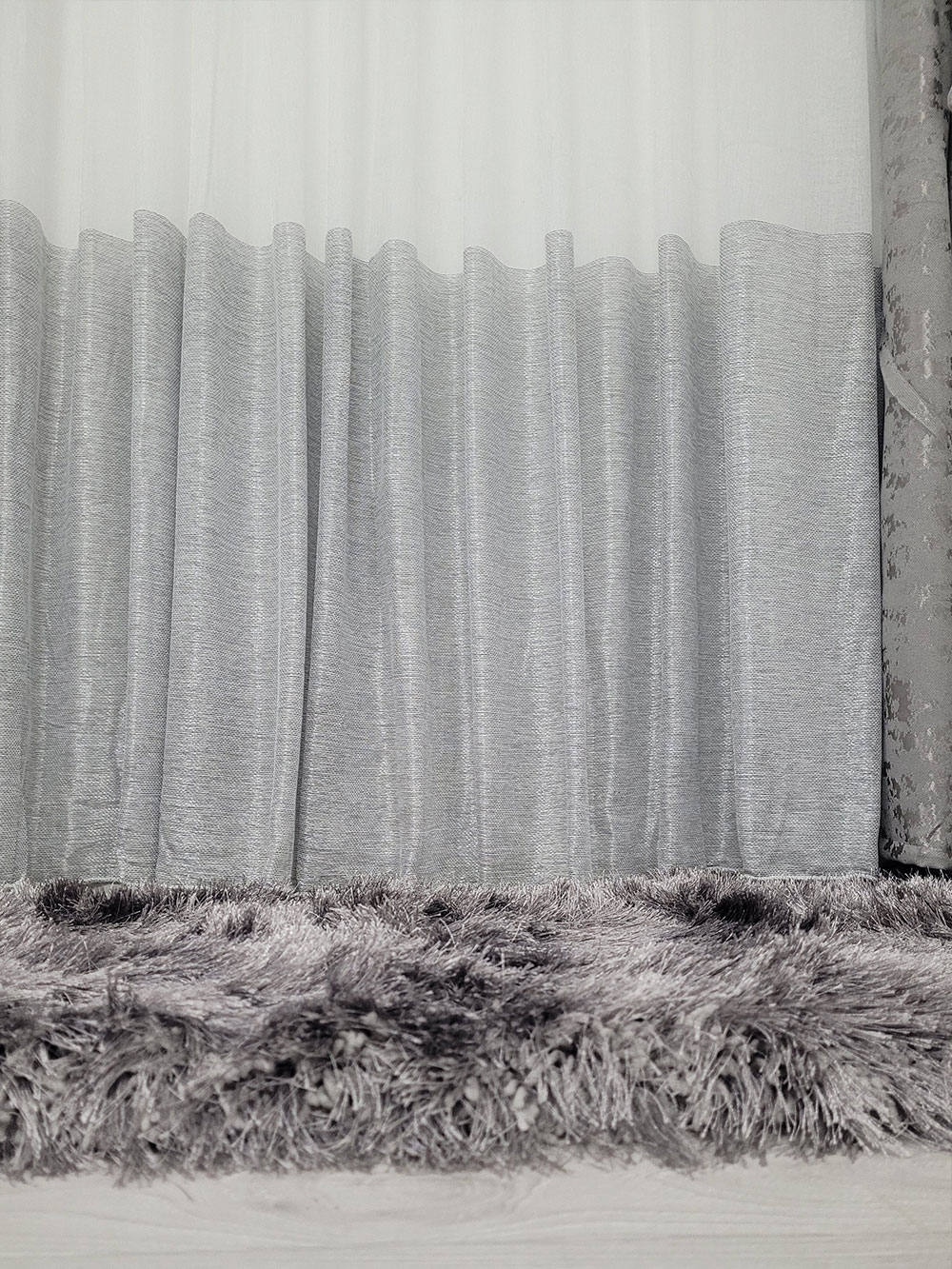 Set draperie si perdea, alb/gri