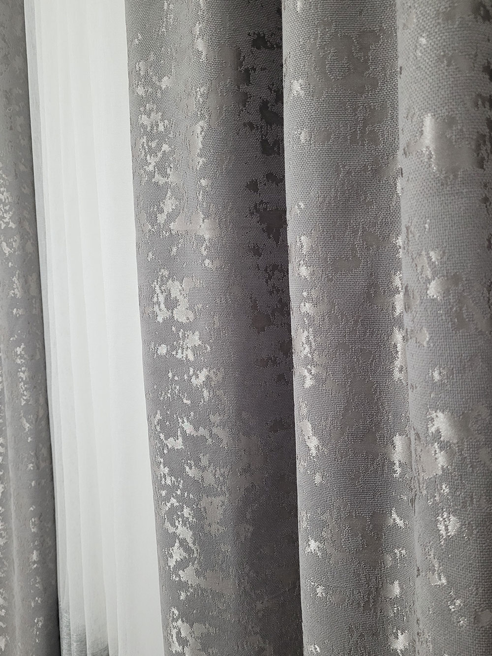 Set draperie si perdea, alb/gri