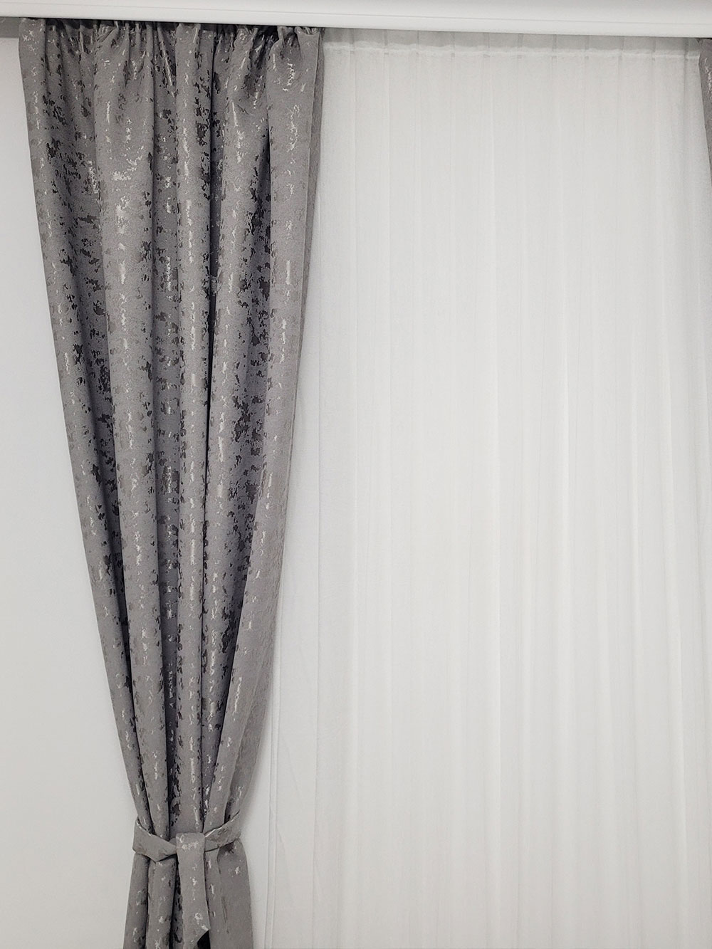 Set draperie si perdea, alb/gri