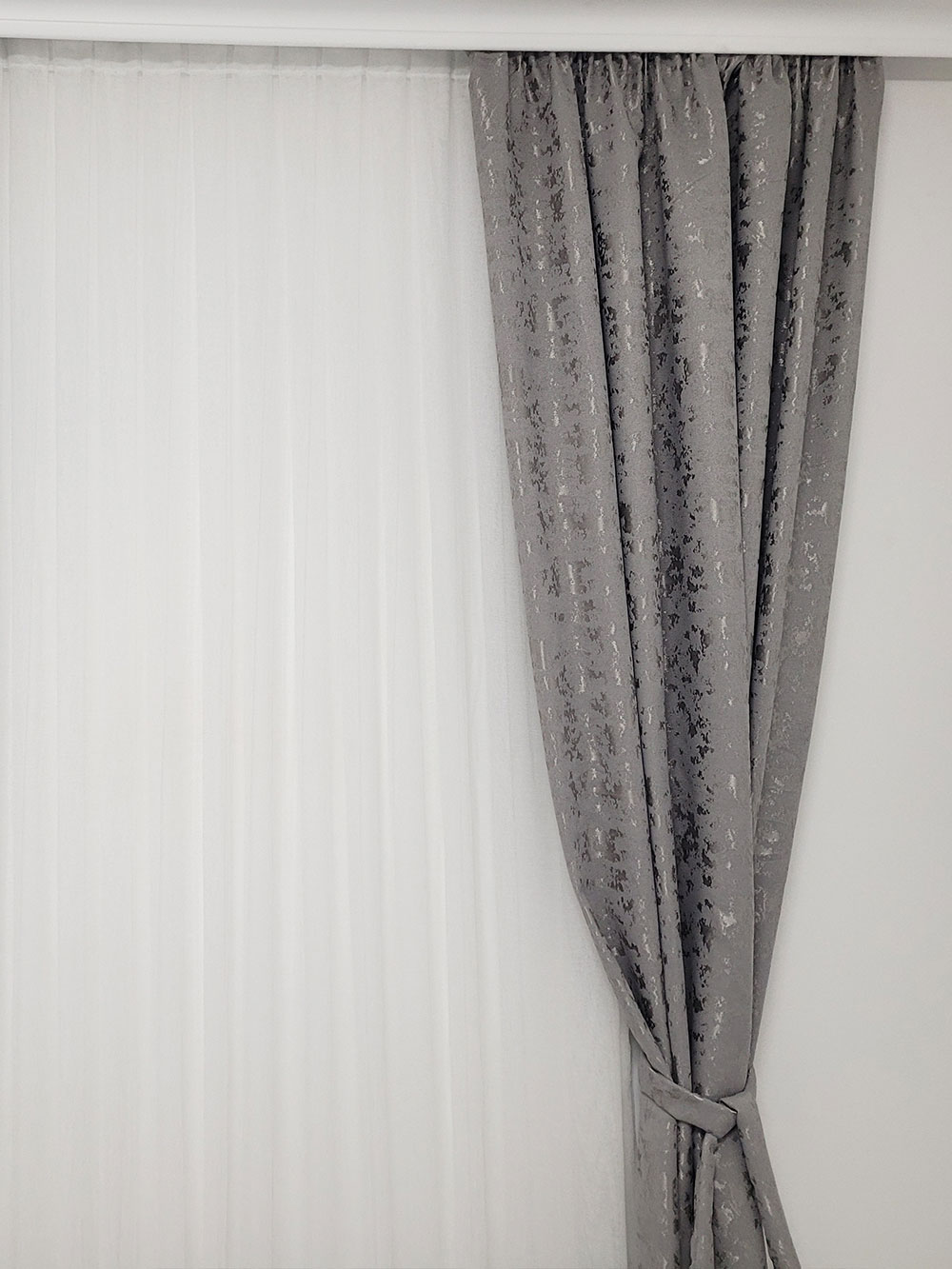 Set draperie si perdea, alb/gri