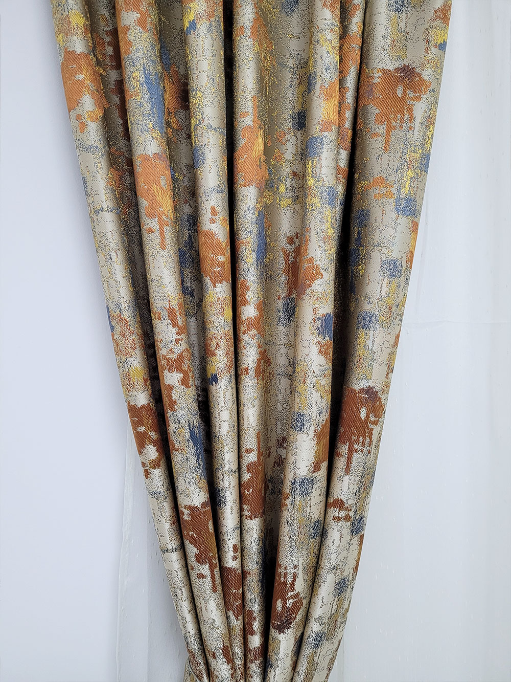 Set draperie si perdea, gri/maro model cromatic