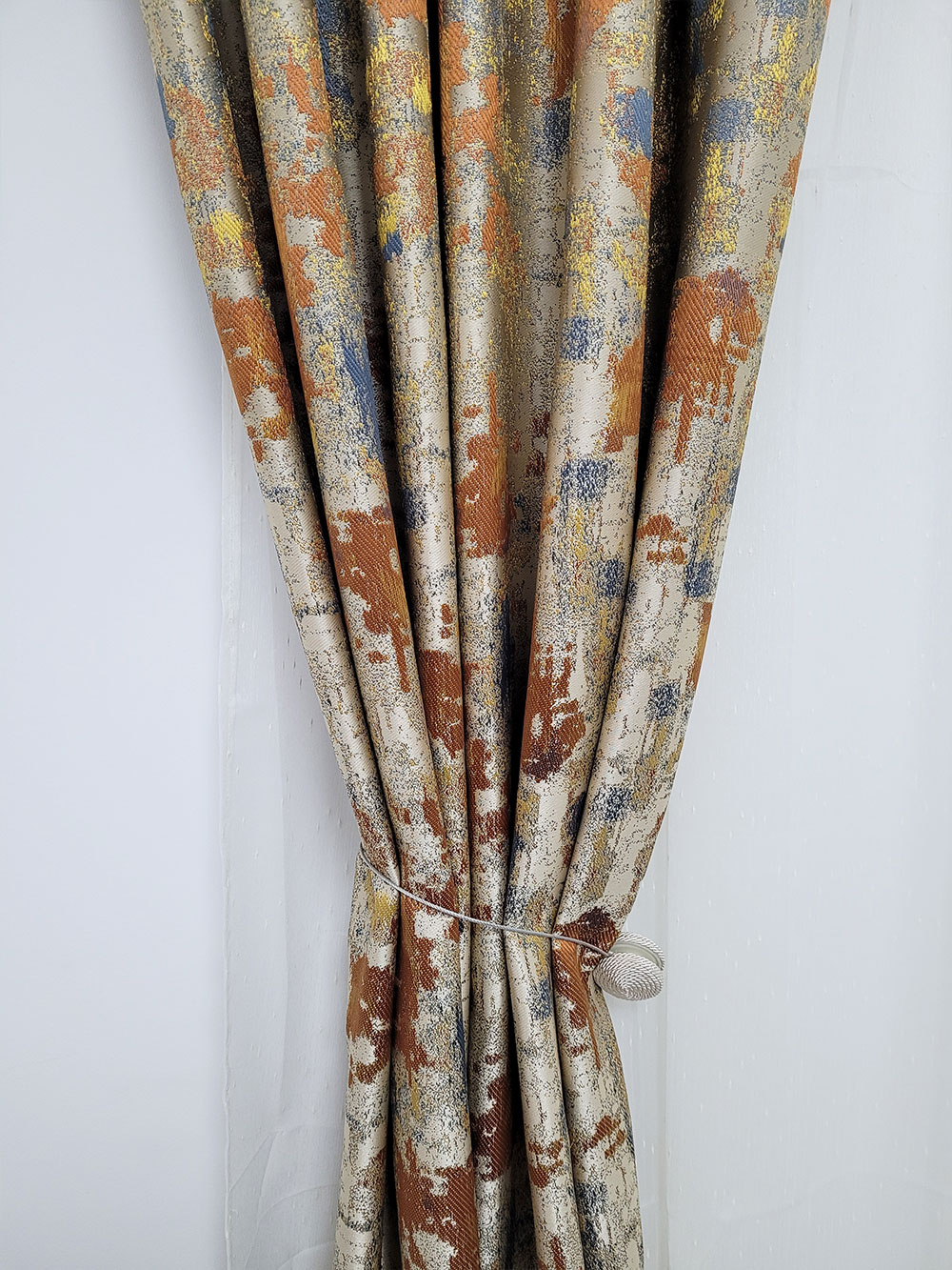 Set draperie si perdea, gri/maro model cromatic