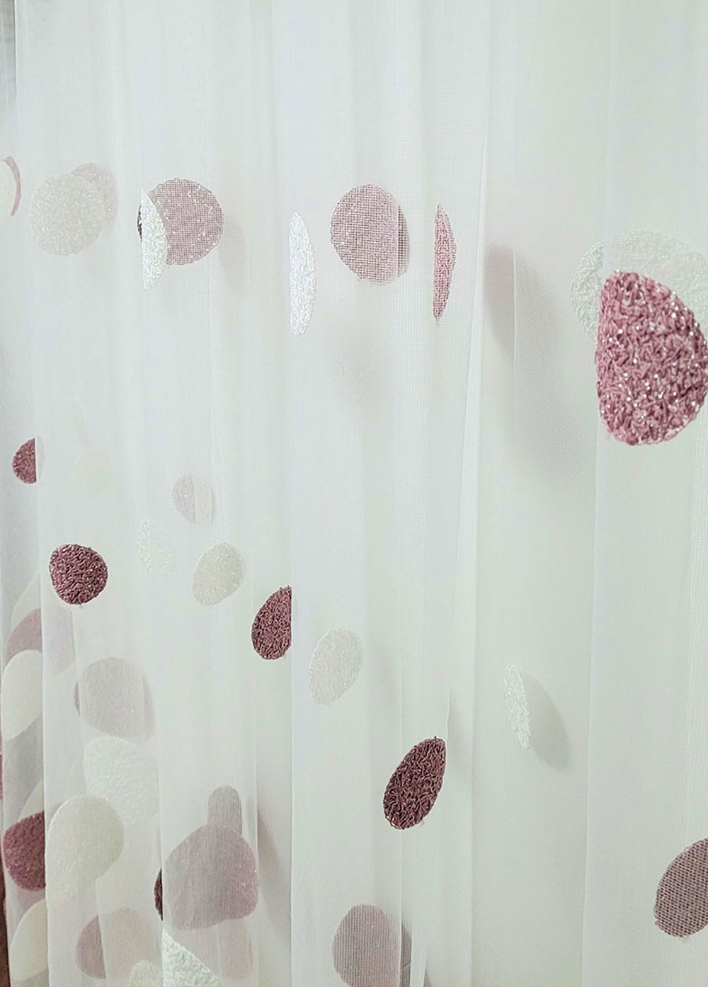 Set draperie si perdea, buline roz