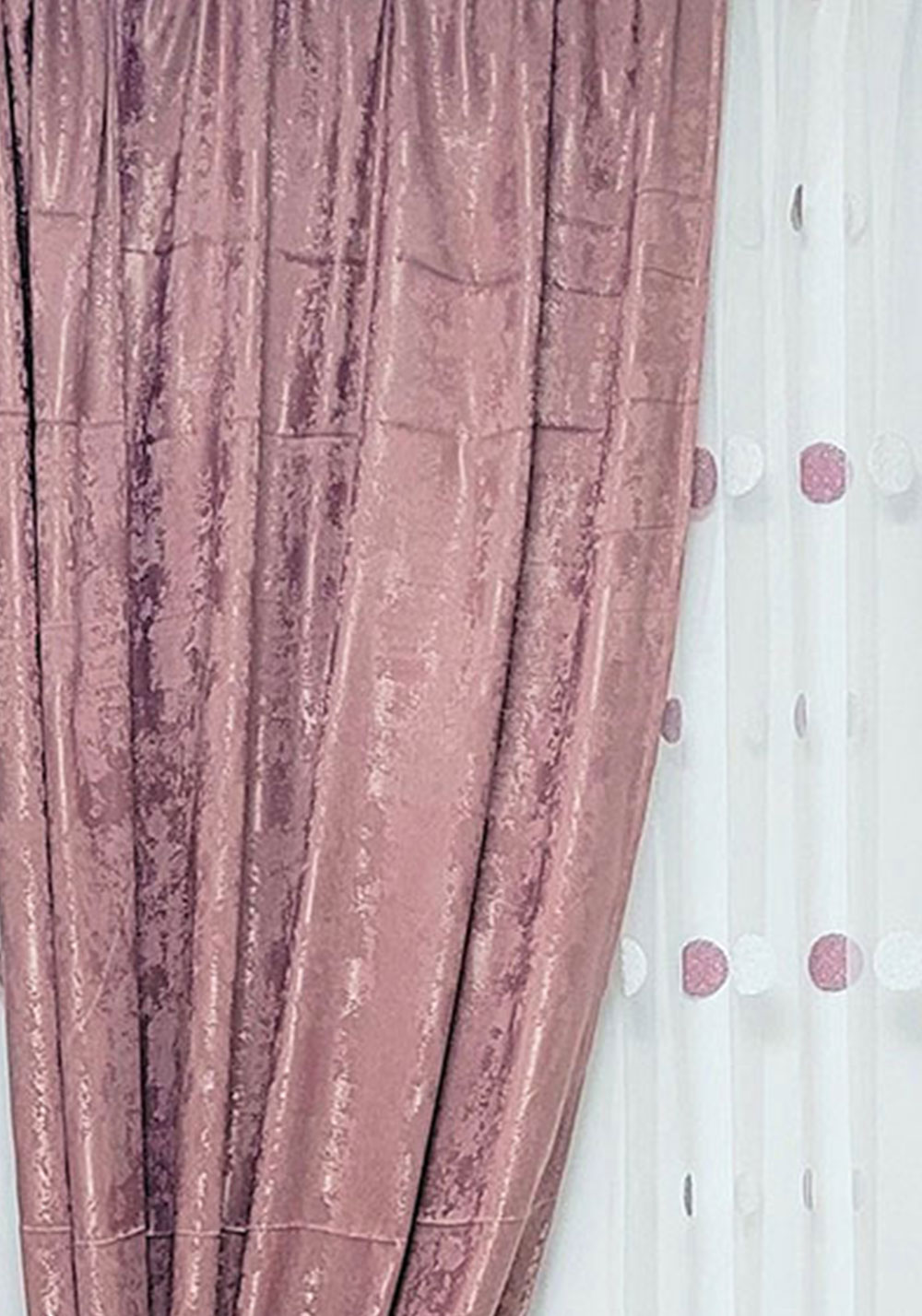 Set draperie si perdea, buline roz