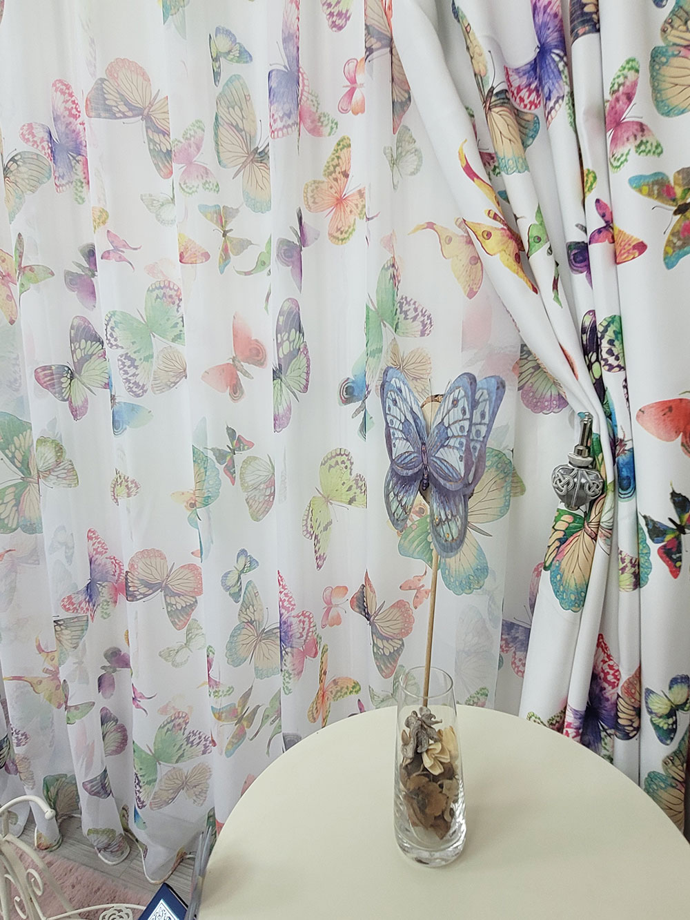 Set draperie si perdea, fluturi colorati