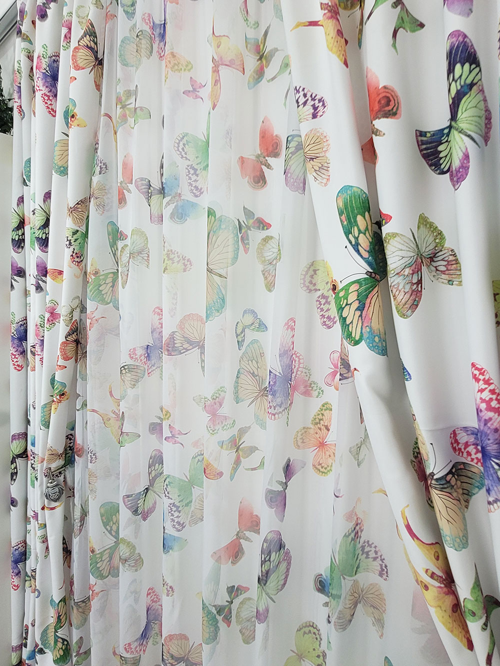 Set draperie si perdea, fluturi colorati