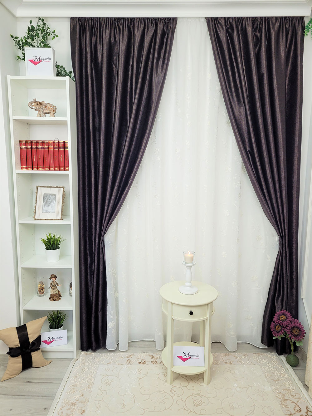 Set draperie si perdea, black out maro