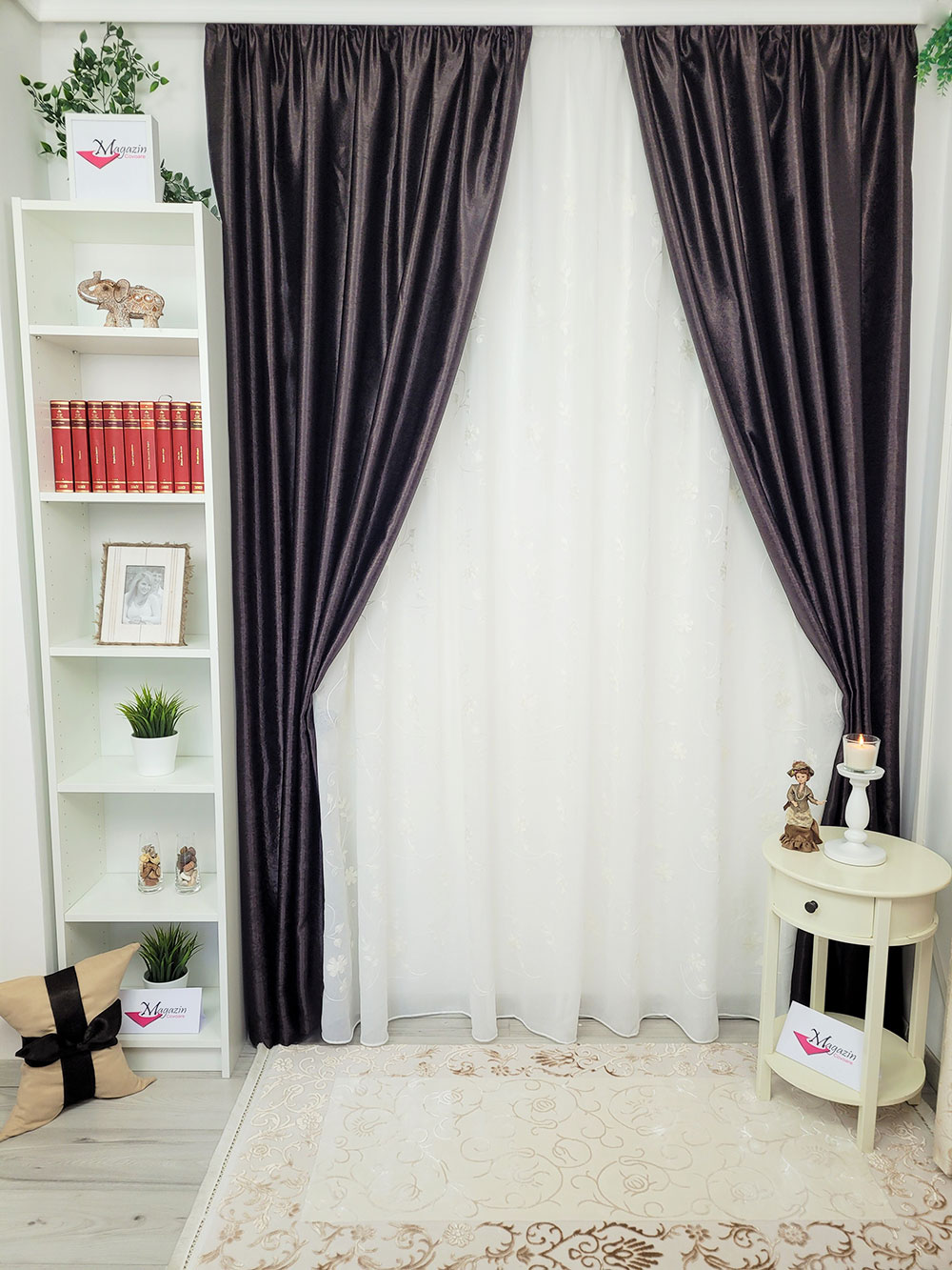 Set draperie si perdea, black out maro