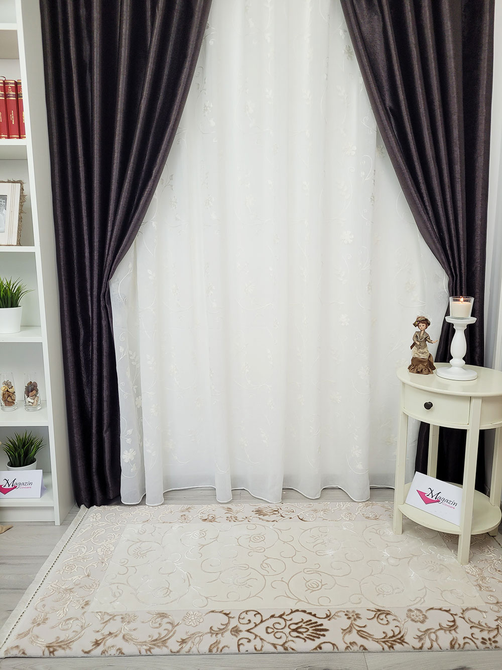 Set draperie si perdea, black out maro