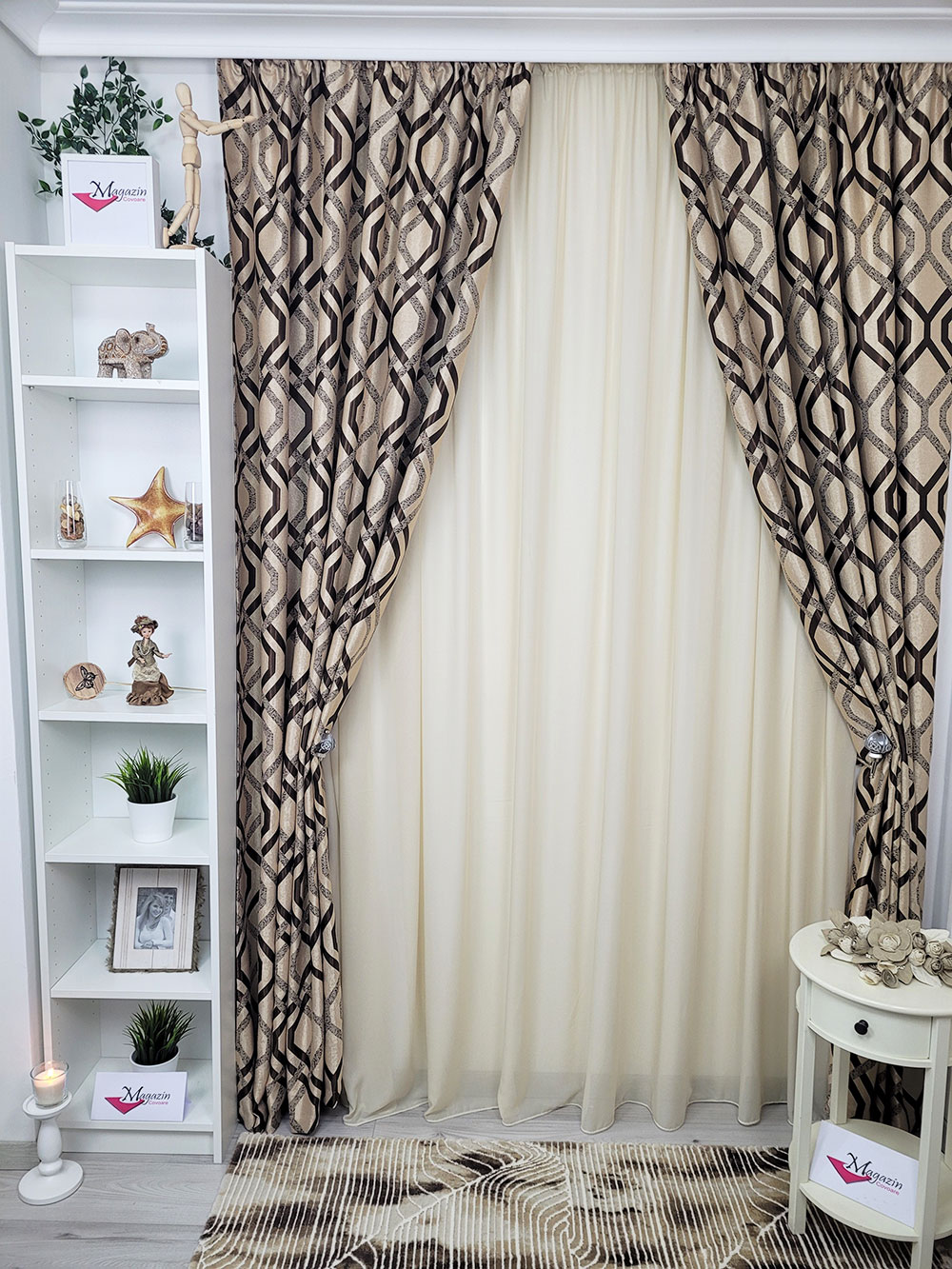 Set draperie si perdea, black out romburi