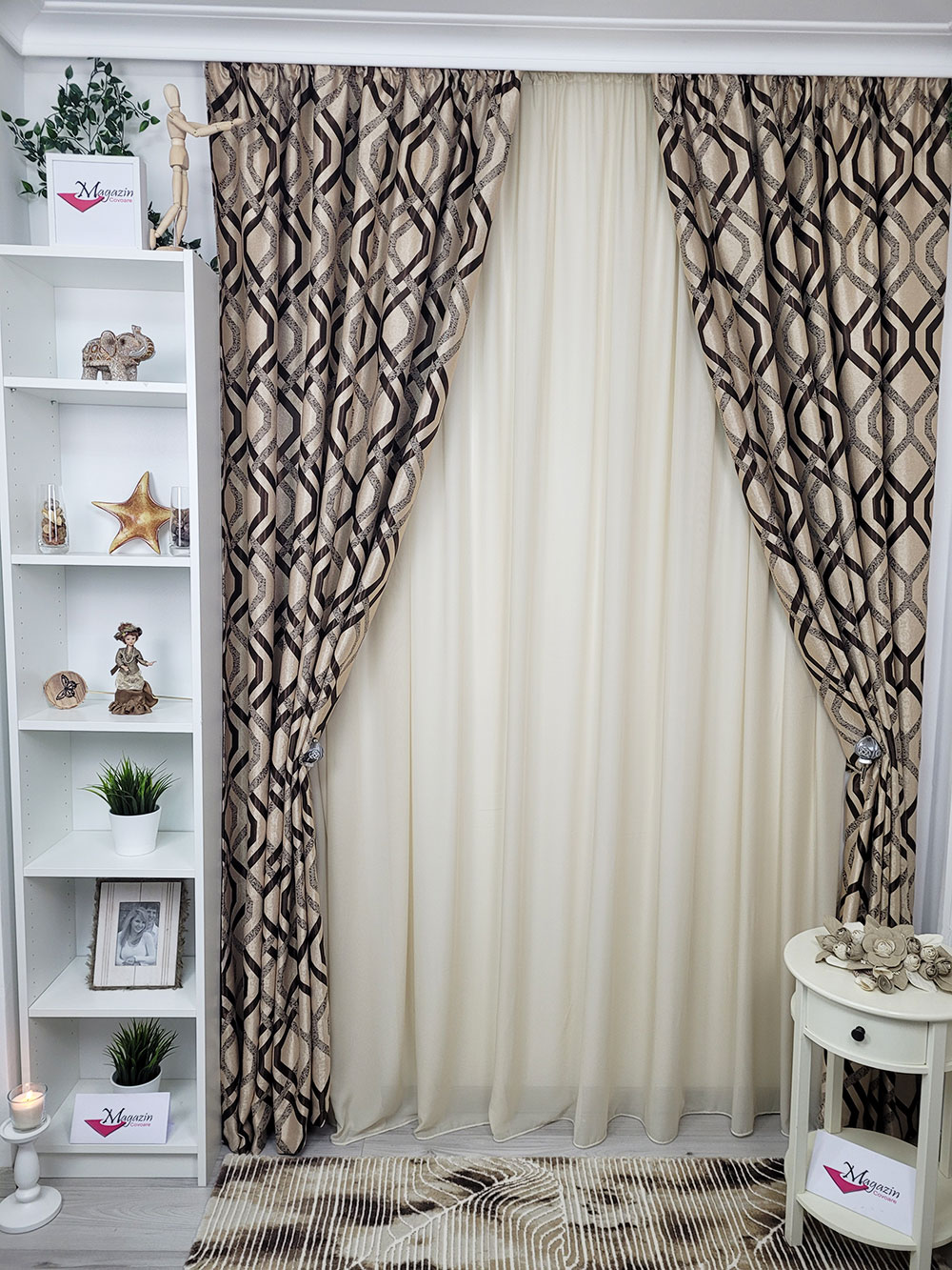 Set draperie si perdea, black out romburi