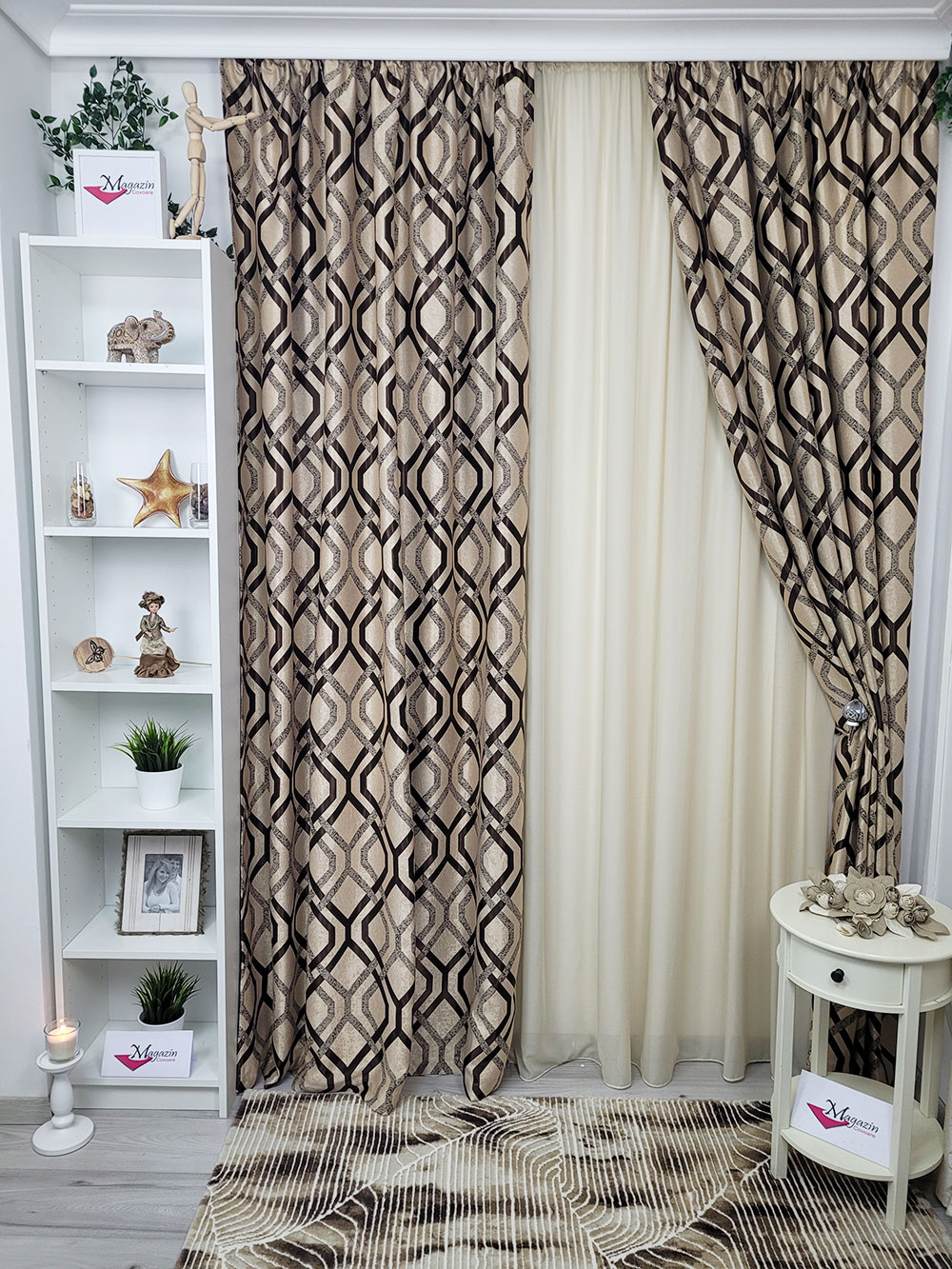 Set draperie si perdea, black out romburi