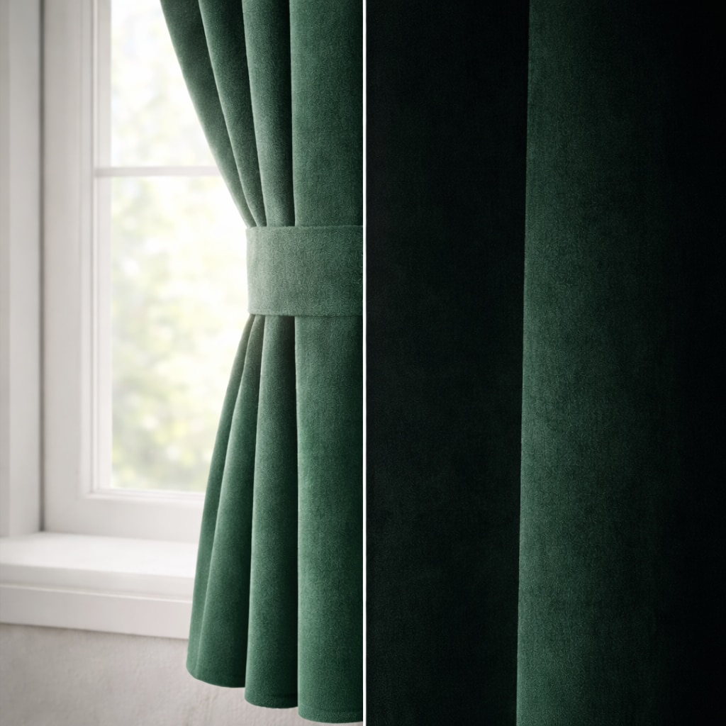Draperie scurta din catifea premium, verde smarald