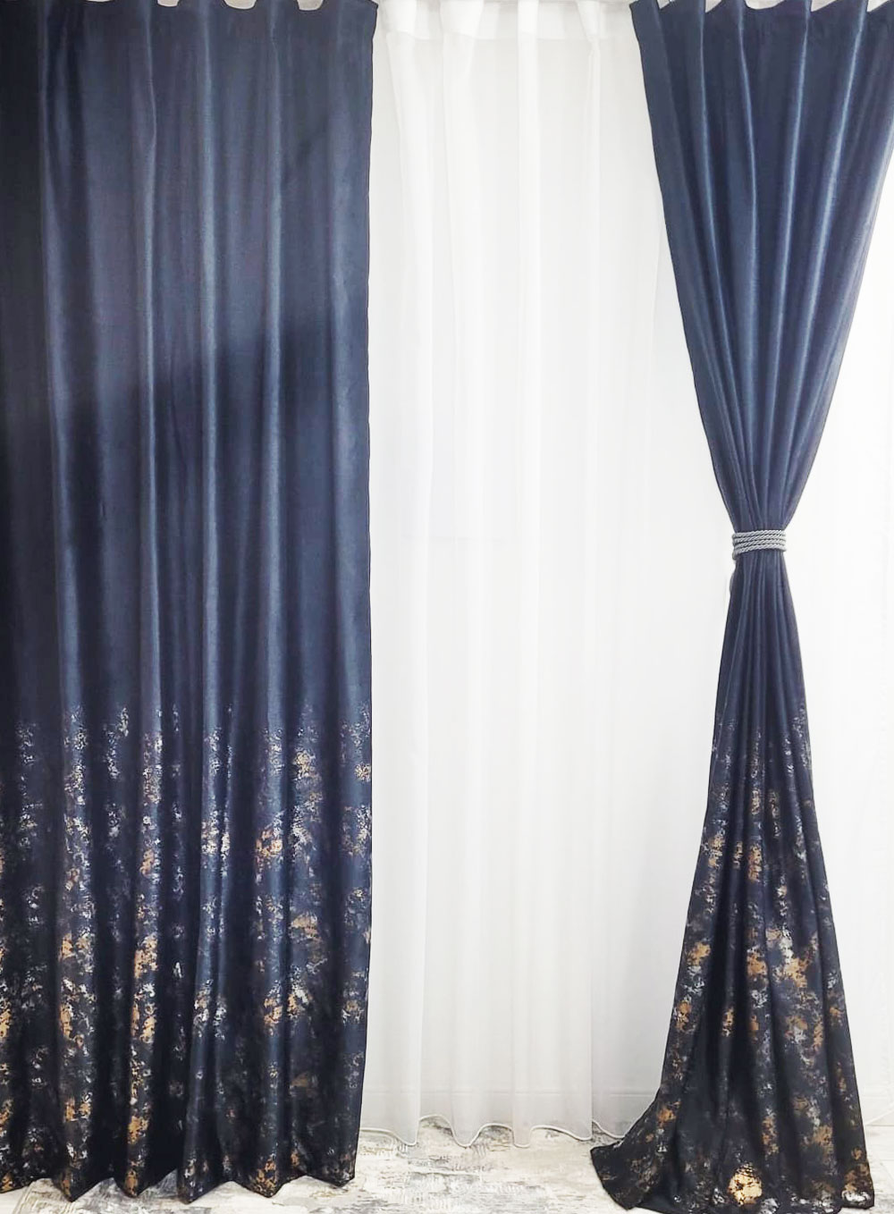 Draperie Catifea Bleumarin cu insertii