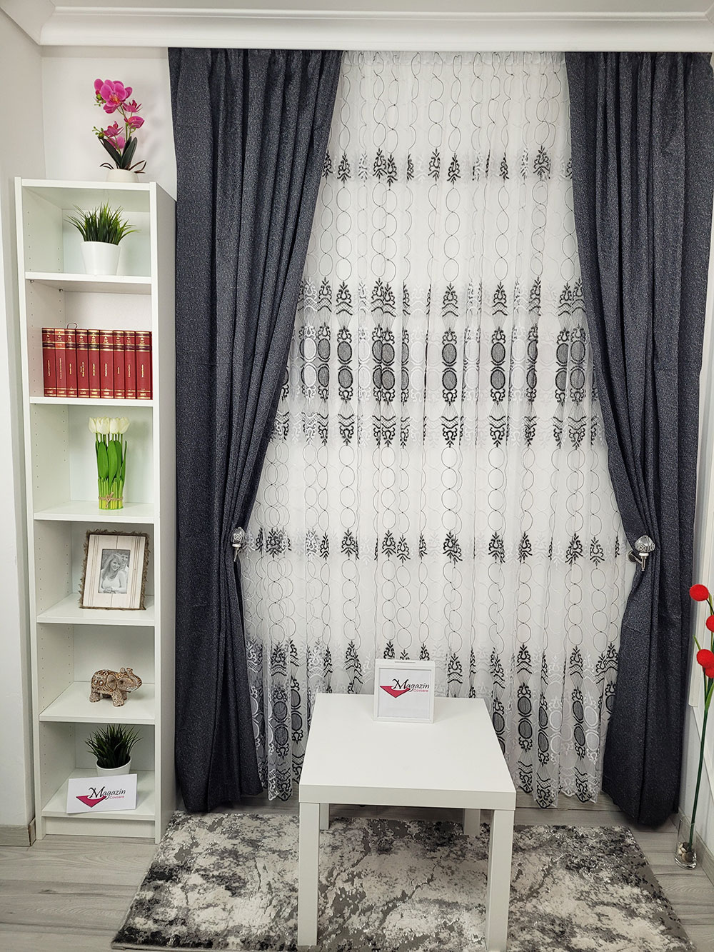 Set draperie si perdea, Black and White,