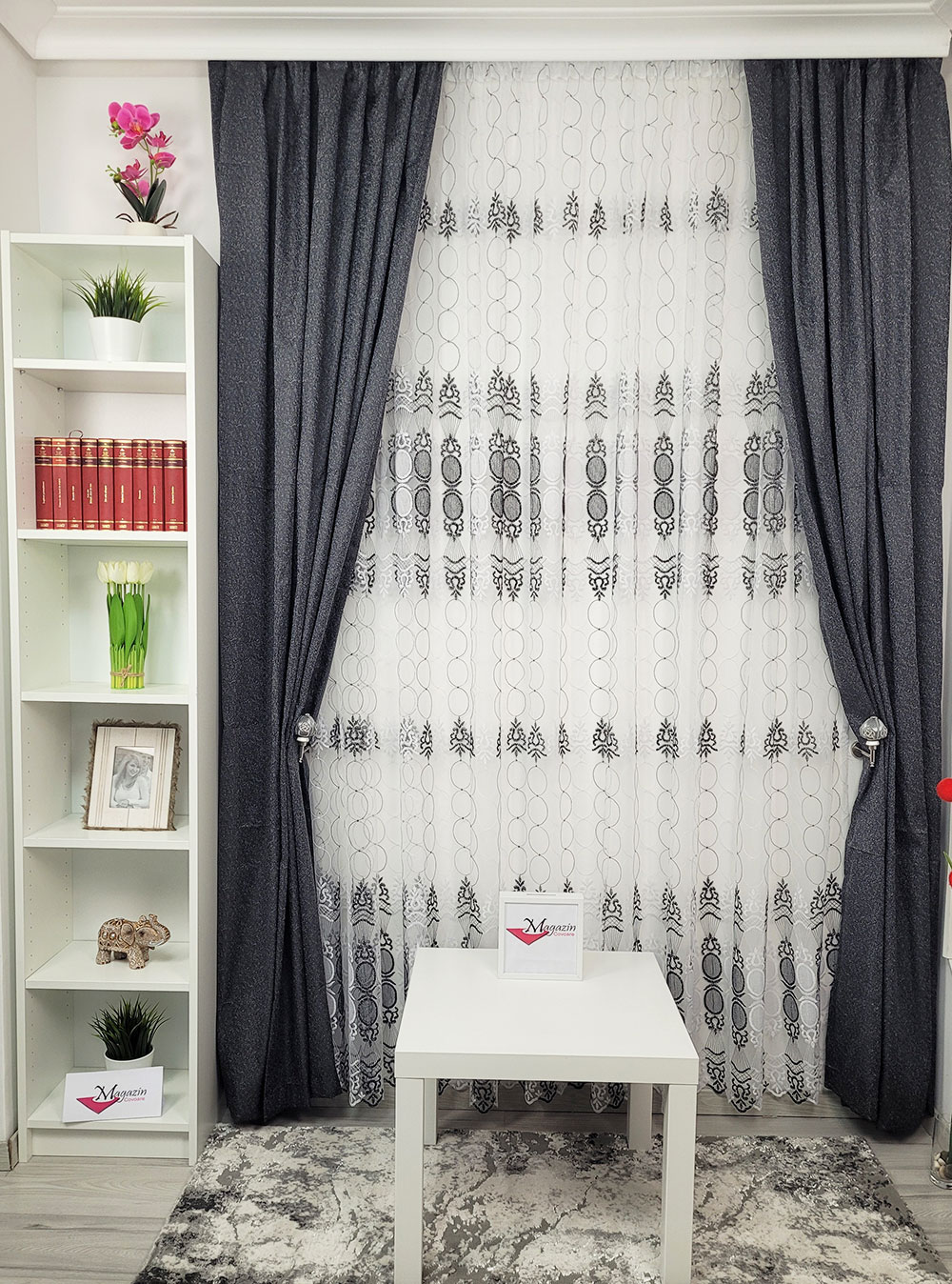 Set draperie si perdea, Black and White,