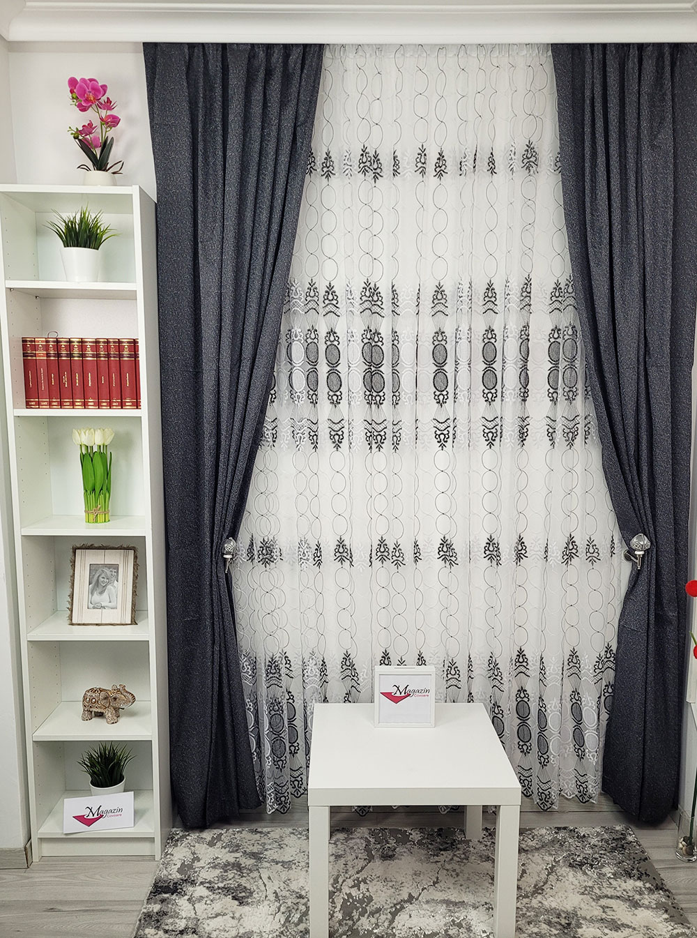 Set draperie si perdea, Black and White,