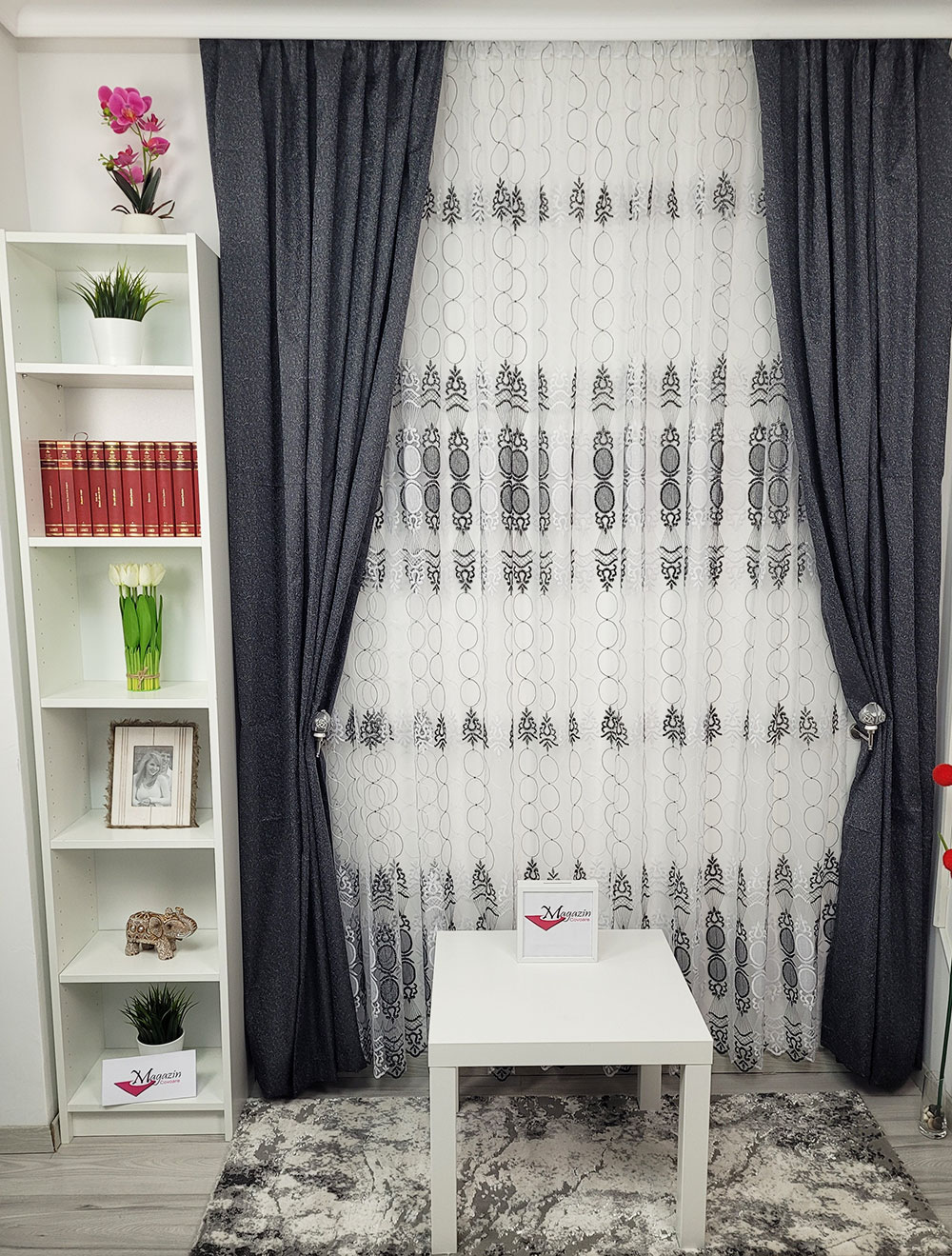 Set draperie si perdea, Black and White,