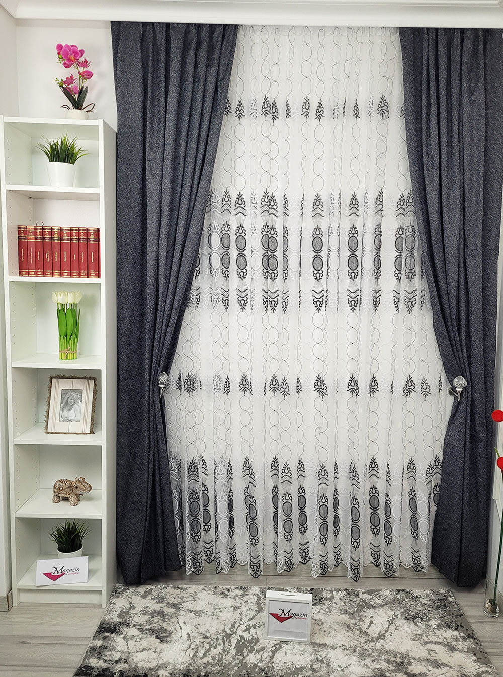 Set draperie si perdea, Black and White,