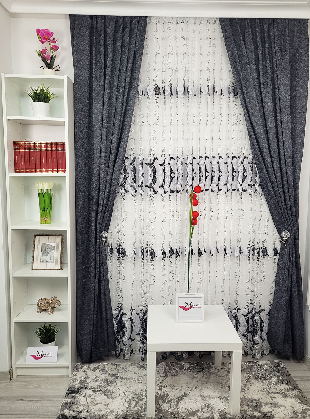 Set draperie si perdea, Black and White,