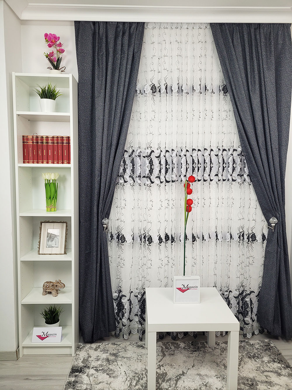 Set draperie si perdea, Black and White,
