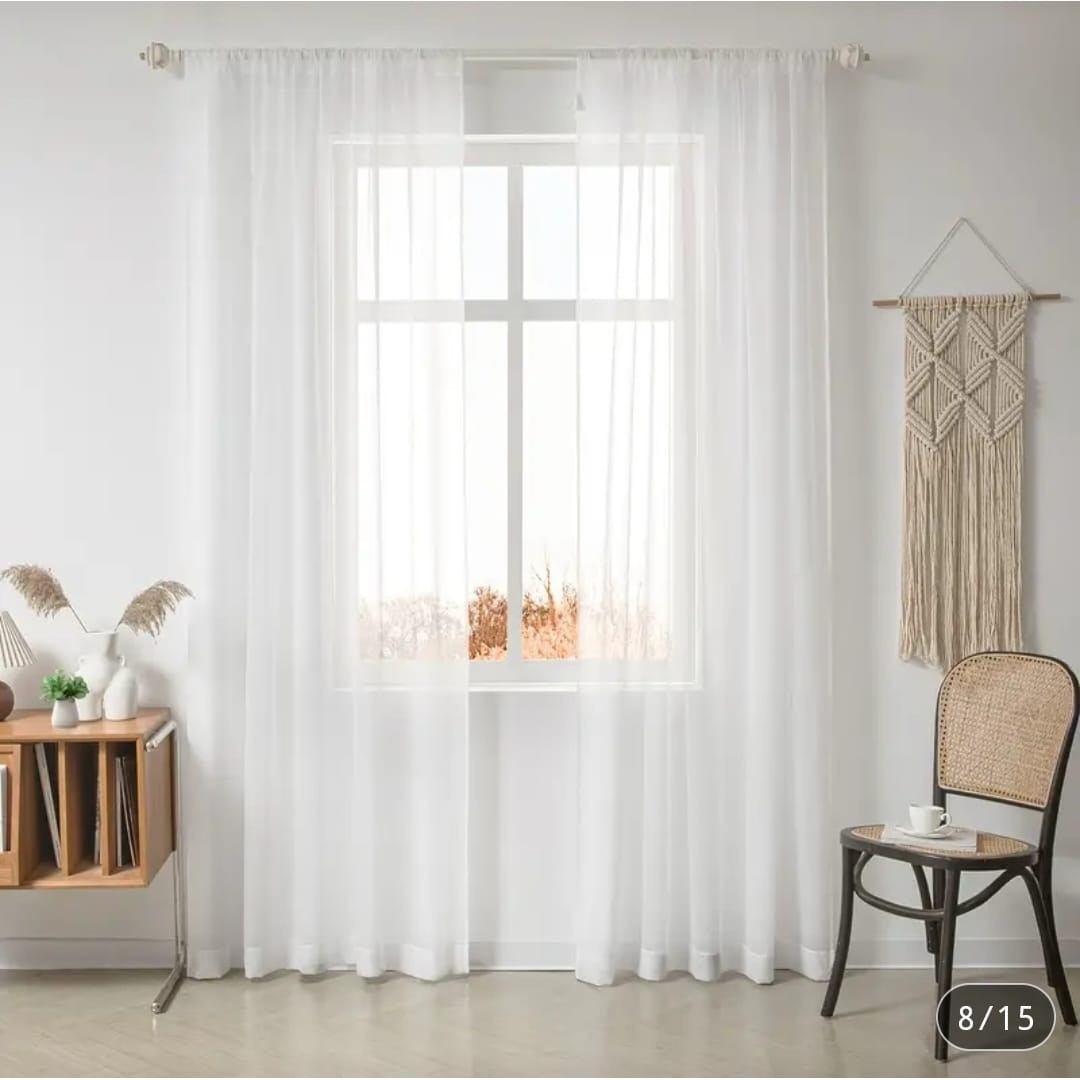 Perdea transparenta din matase, alb