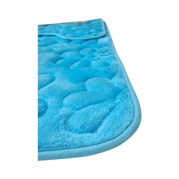 Set covoare pentru baie bleu, model flori