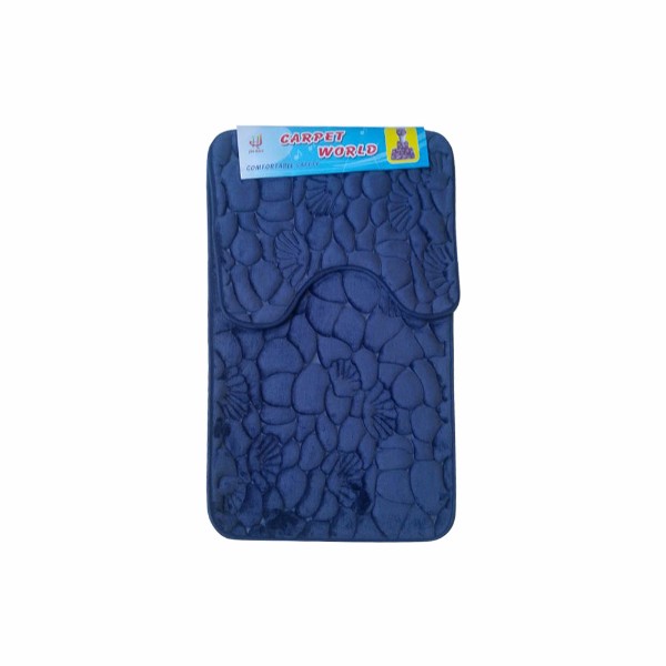 Set covoare pentru baie bleumarin, model scoici