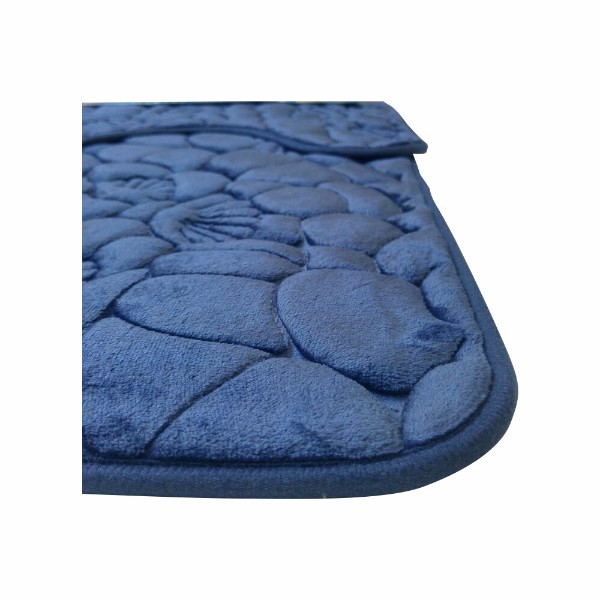 Set covoare pentru baie bleumarin, model scoici