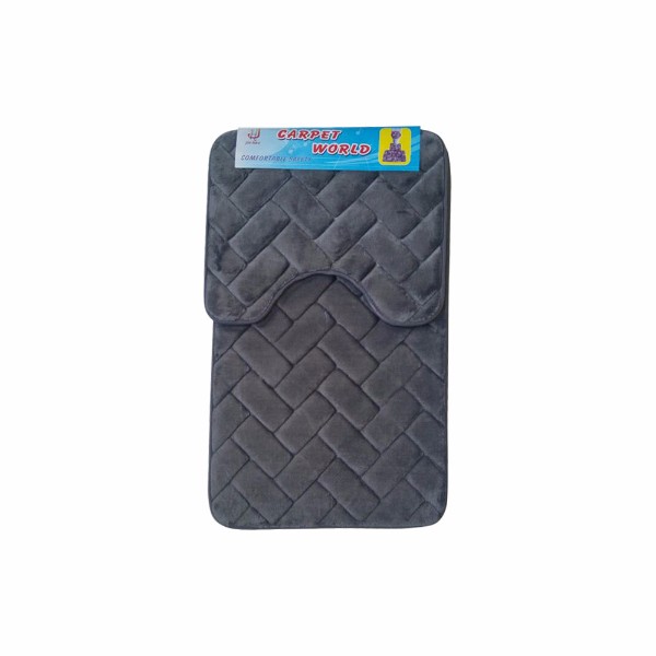 Set covoare pentru baie gri, model dreptunghiuri