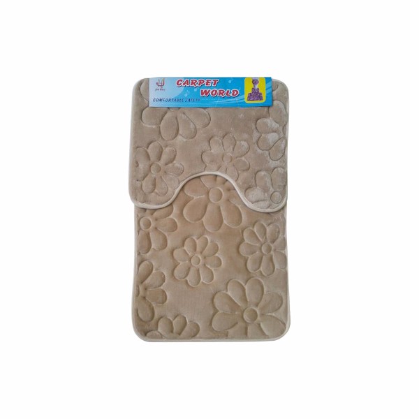 Set covoare pentru baie crem, model flori