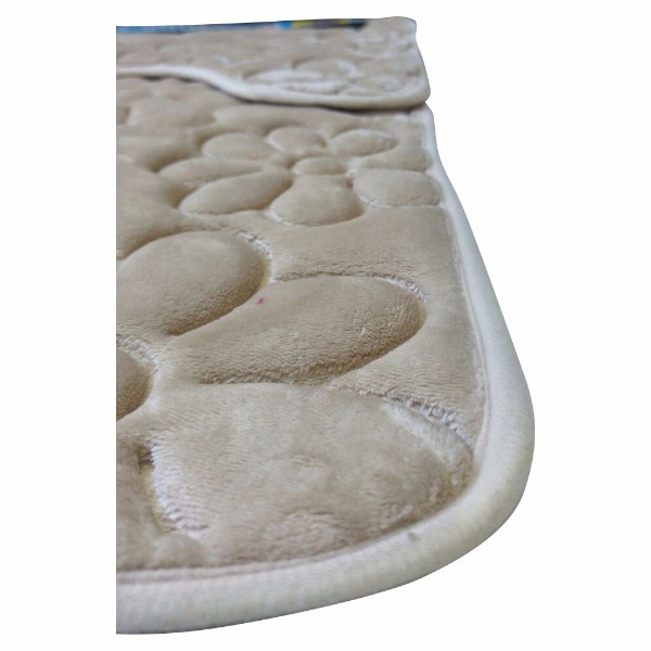 Set covoare pentru baie crem, model flori