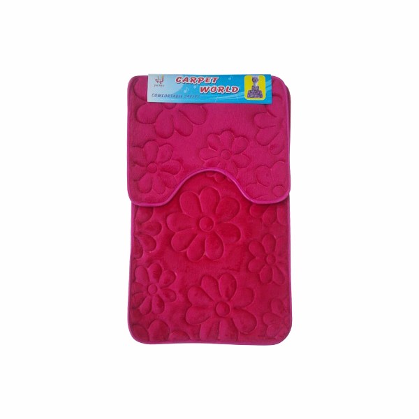 Set covoare pentru baie roz, model flori