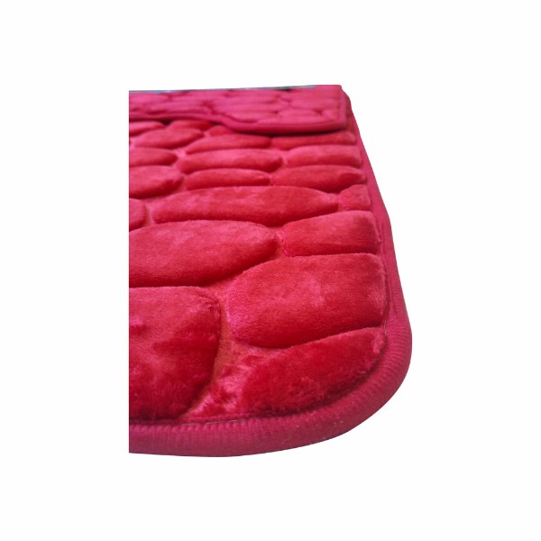Set covoare pentru baie rosu, model pietre