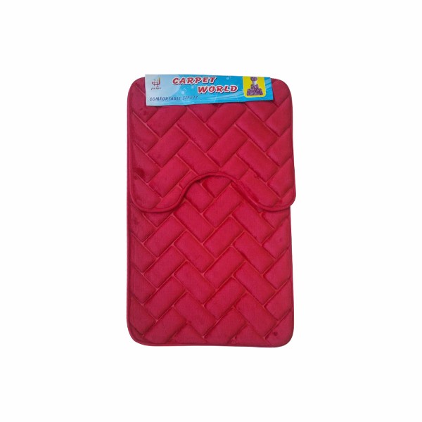 Set covoare pentru baie rosu, model dreptunghiuri