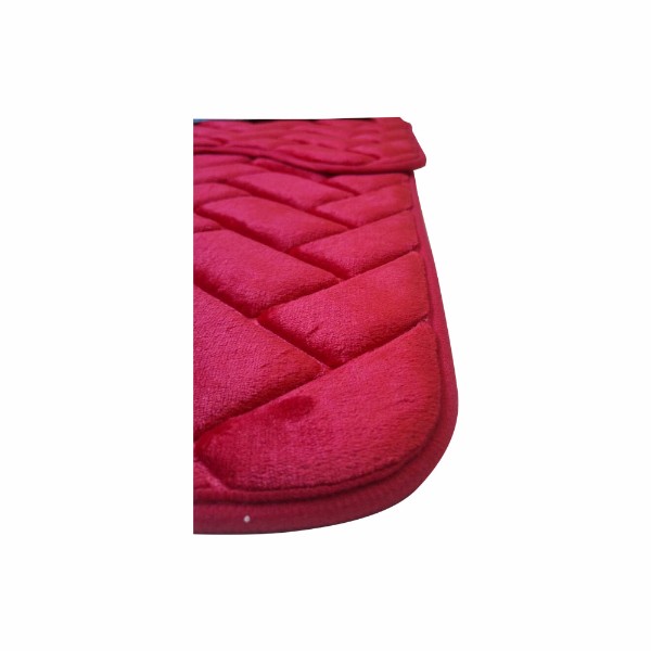 Set covoare pentru baie rosu, model dreptunghiuri