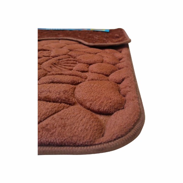 Set covoare pentru baie maro, model scoici