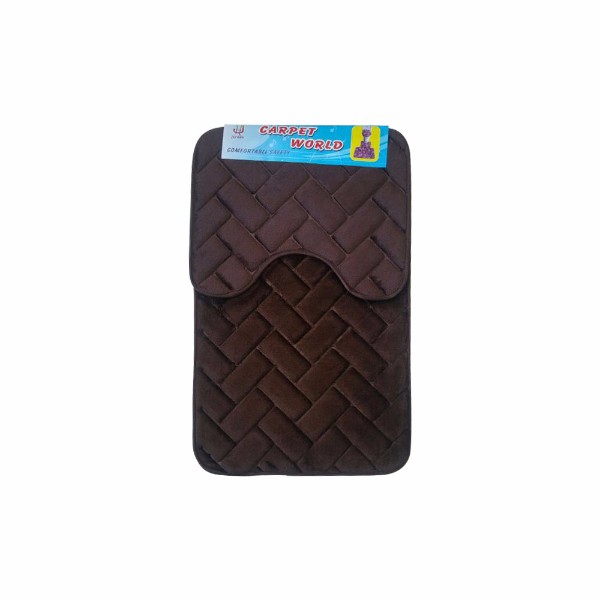 Set covoare pentru baie maro, model dreptunghiuri