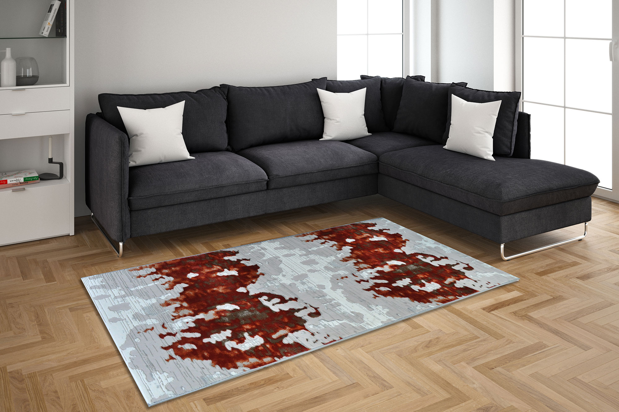 Traversa cu model Abstract Bej cu Caramiziu
